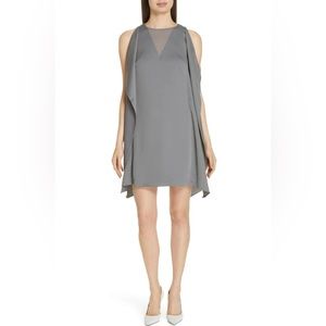 Ted Baker Amiilia Charcoal Grey Pewter Waterfall Drape Shift Dress Size 2